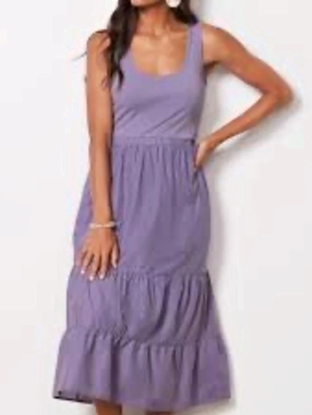EVEREVE Tiered Maxi Dress in Purple Size Medium